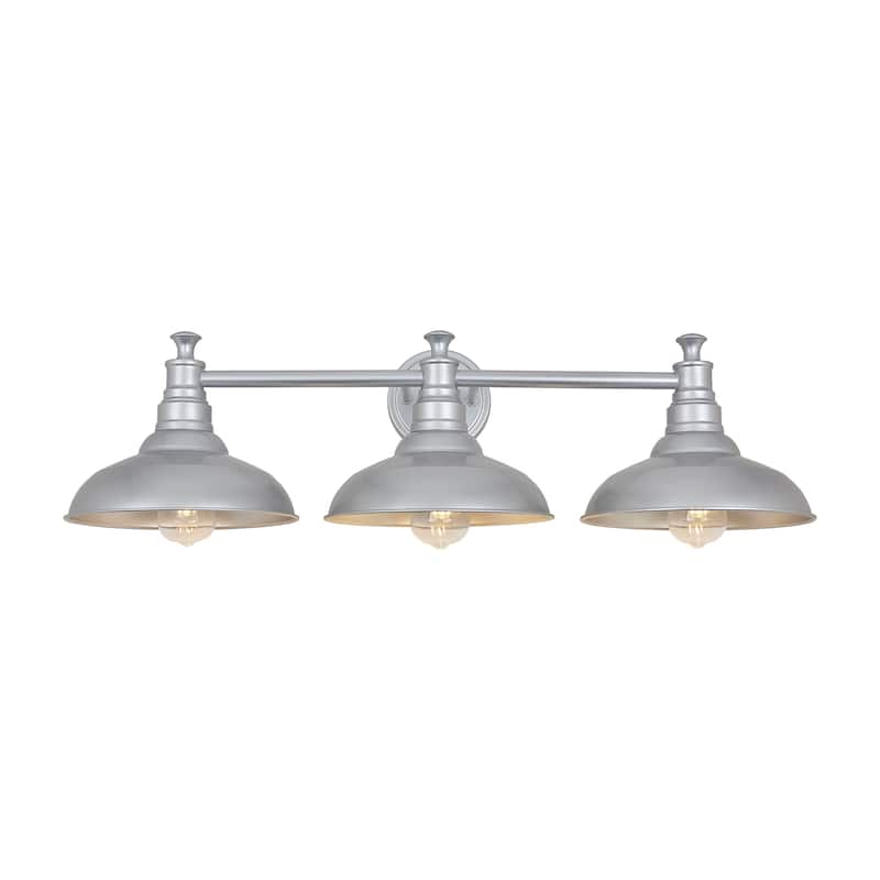 3 Light outdoor wall lamp ,Silver Finish - 8.75"H x 32.5"W x 11"D