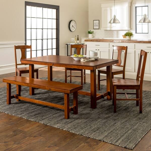 Shop Distressed Dark Oak 6 Piece Wood Dining Set With Bench