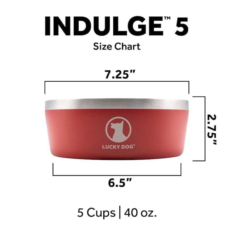 Lucky Dog INDULGE Double Wall Stainless Steel Dog Bowl Non Slip Lifetime Warranty