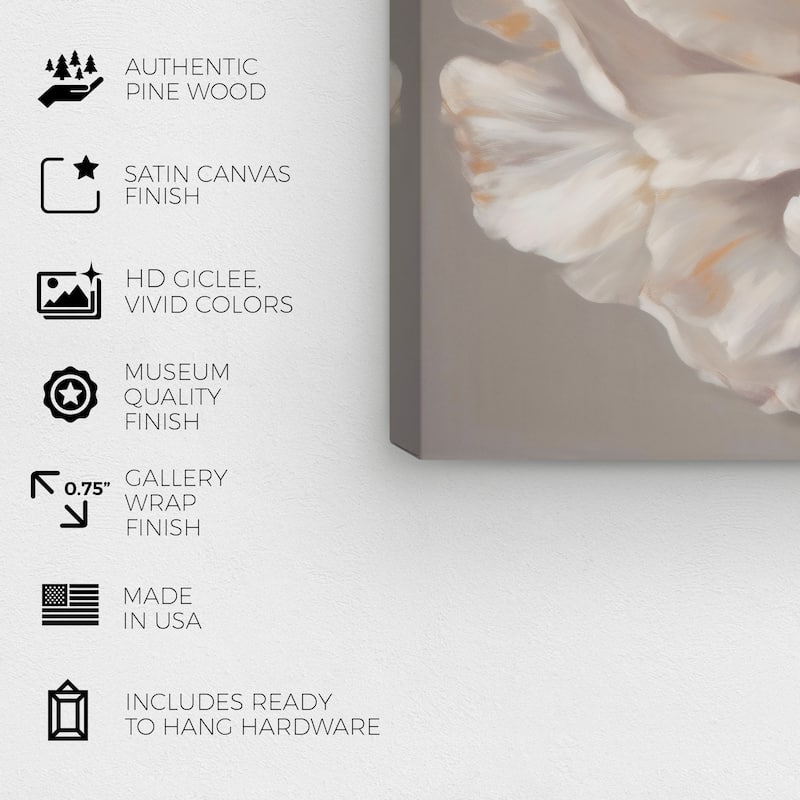 Wynwood Studio Canvas Floral and Botanical Fragrant Flower White and Cream White Traditional Wall Art Canvas Print - White, Gray