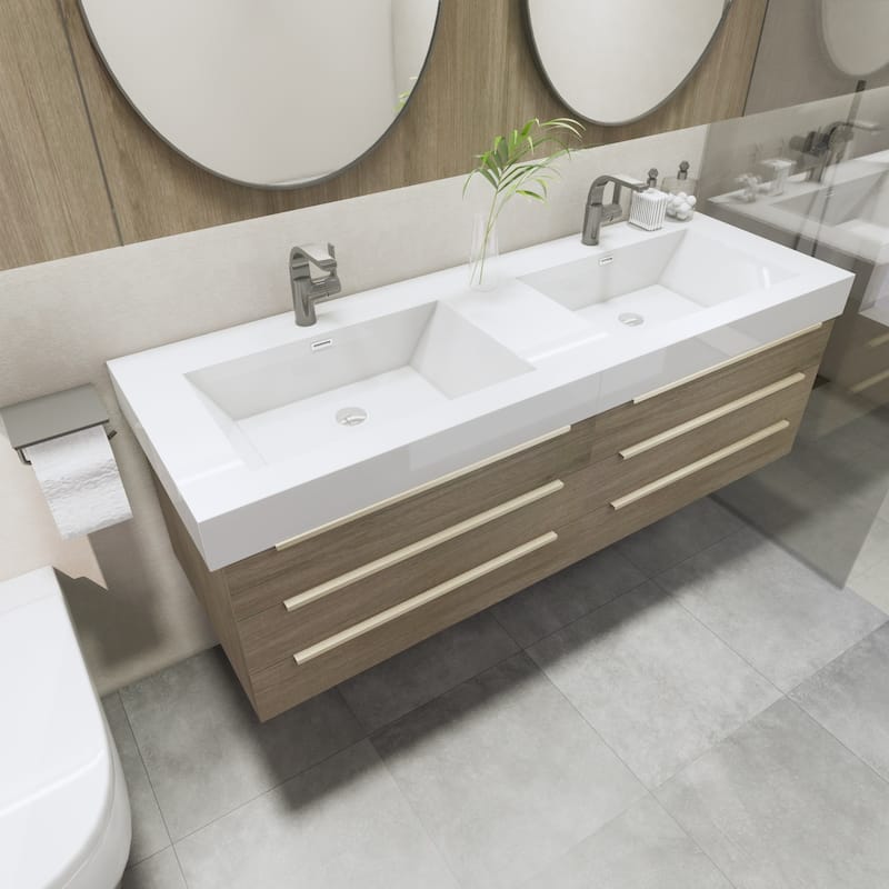 Noble 60" Floating Vanity with Reinforced Acrylic Double Sink