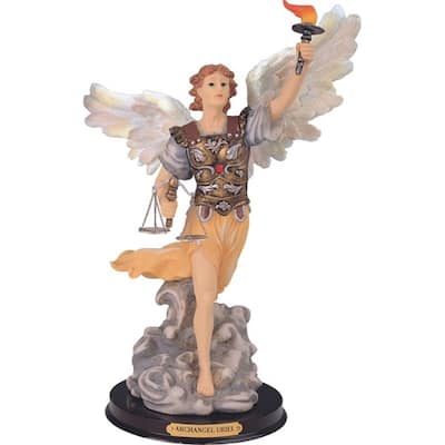 Q-Max 12"H Archangel Uriel Statue Angel of Wisdom Holy Figurine Religious Decoration
