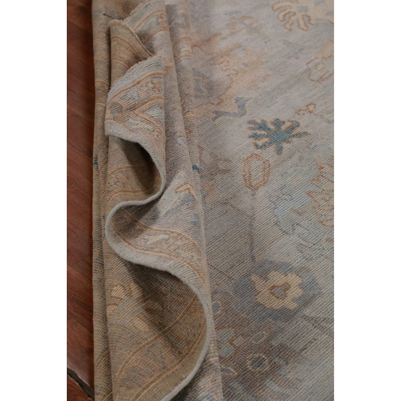 Hand Knotted Oriental 100% Wool Carpet Transitional All-Over Greys & Charcoal Oushak Area Rug - 9' 9'' X 8' 3''