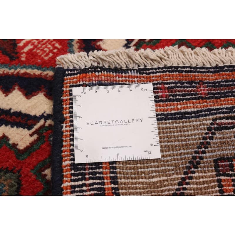 ECARPETGALLERY Hand-knotted Andelz Cream, Red Wool Rug - 2'7 x 10'0