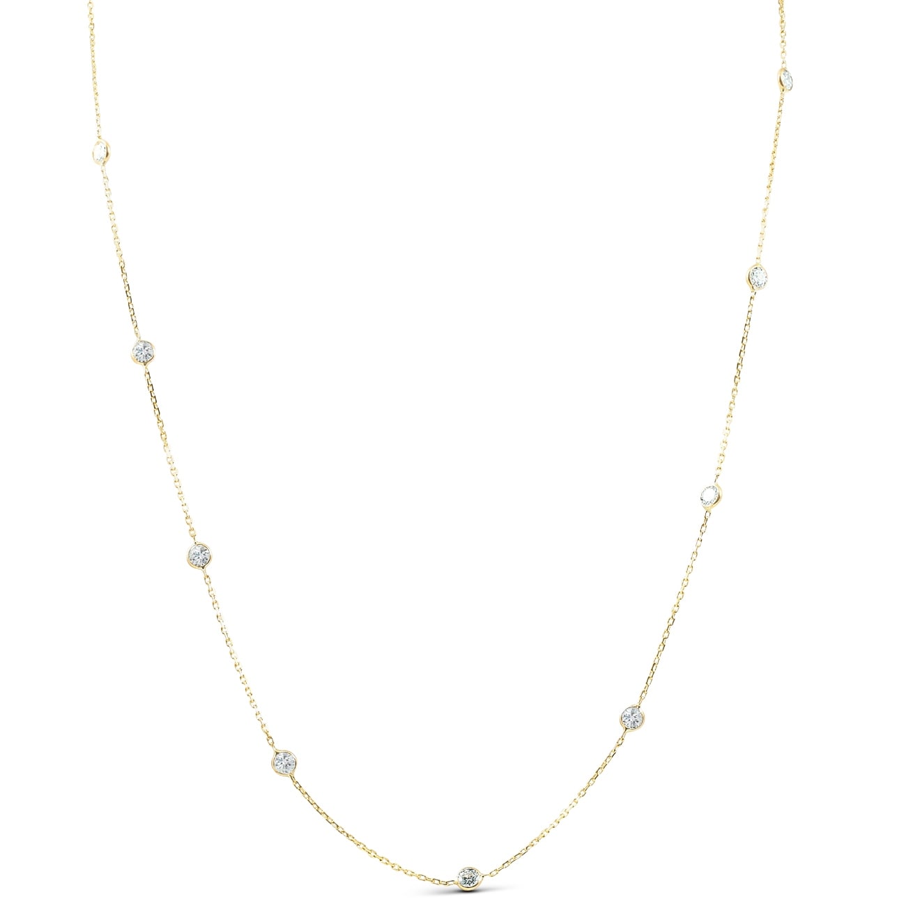 Bliss Diamond 2 TCW Diamond Bezel Station Necklace Yellow Gold