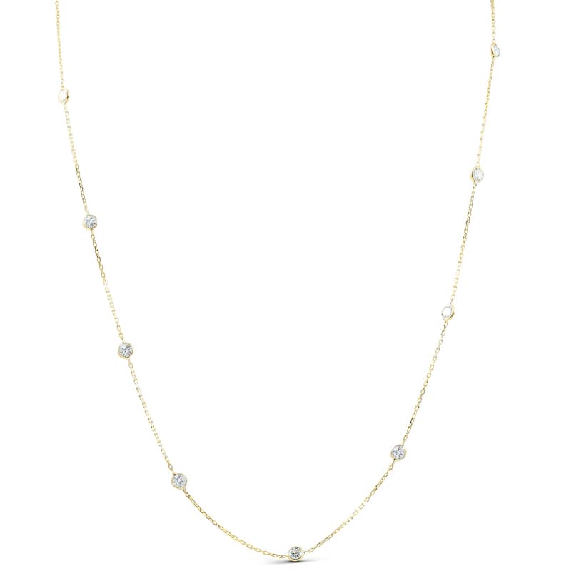 Bliss Diamond 2 TCW Diamond Bezel Station Necklace Yellow Gold - Yellow - 18 Inch