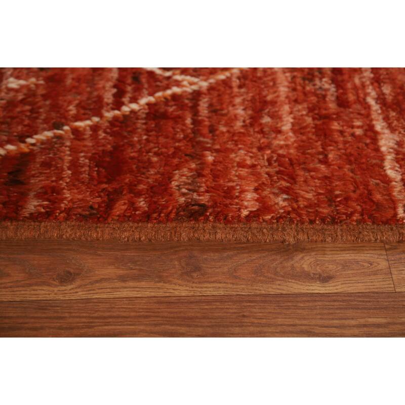Hand Knotted Oriental 100% Wool Carpet Tribal Trellis Oranges & Rust Moroccan Area Rug - 10' 1'' X 6' 10''