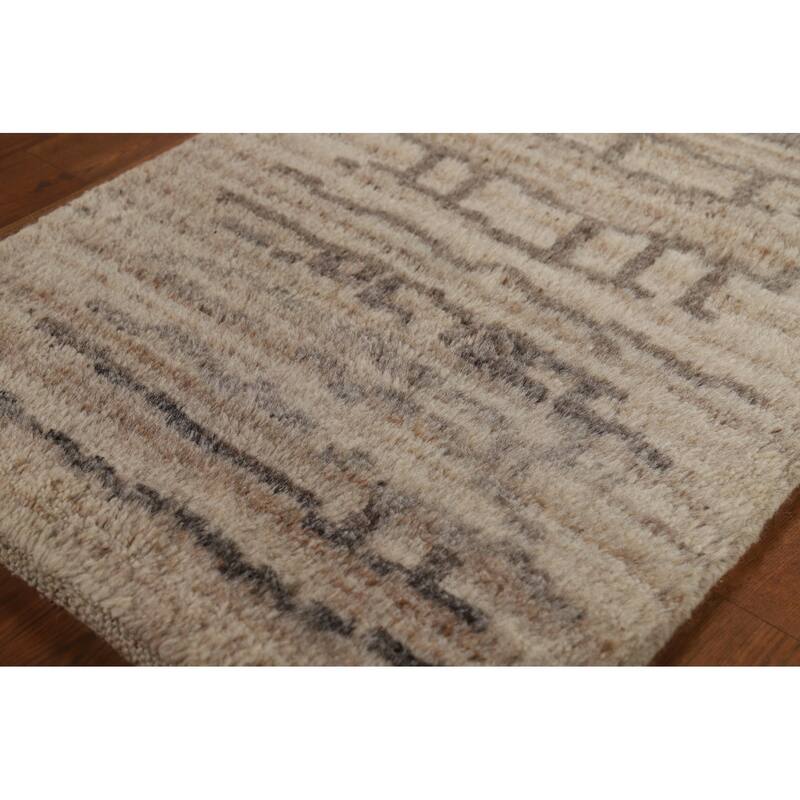 Earth Tone Moroccan Oriental Accent Rug Handmade Wool Carpet - 2'0"x 3'0"