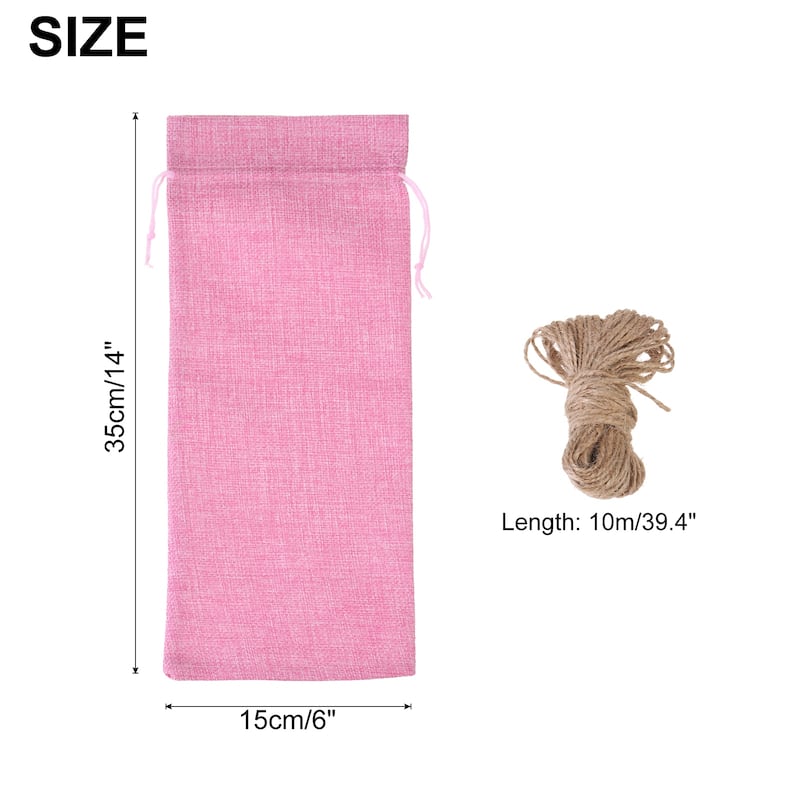 12pcs Burlap Wine Bags, Wine Gift Pouches with Drawstrings - Pink