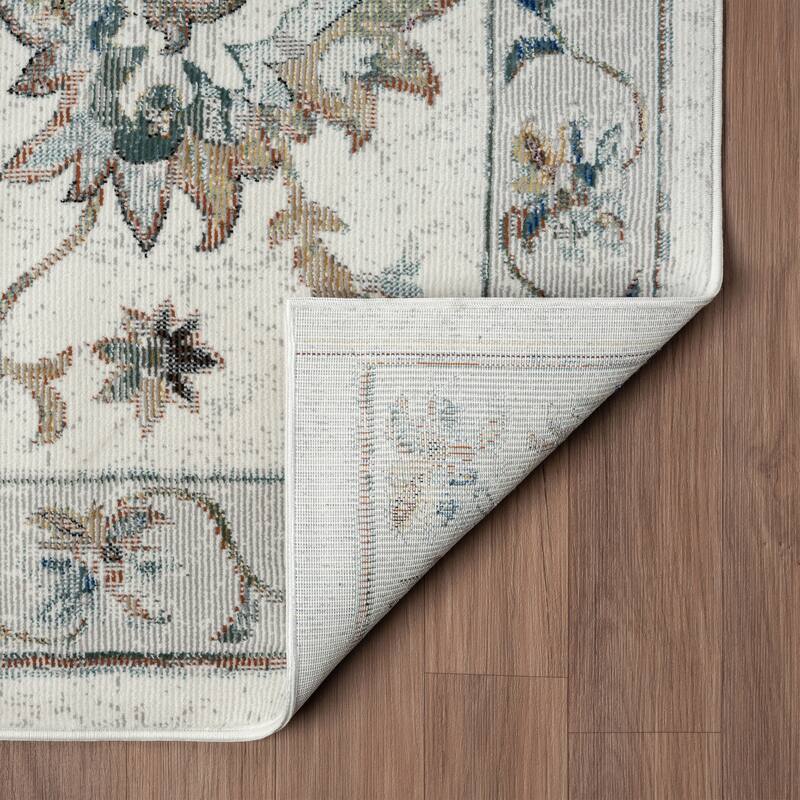Gaia Traditional Floral Bordered Performance Indoor Area Rug by Sevita