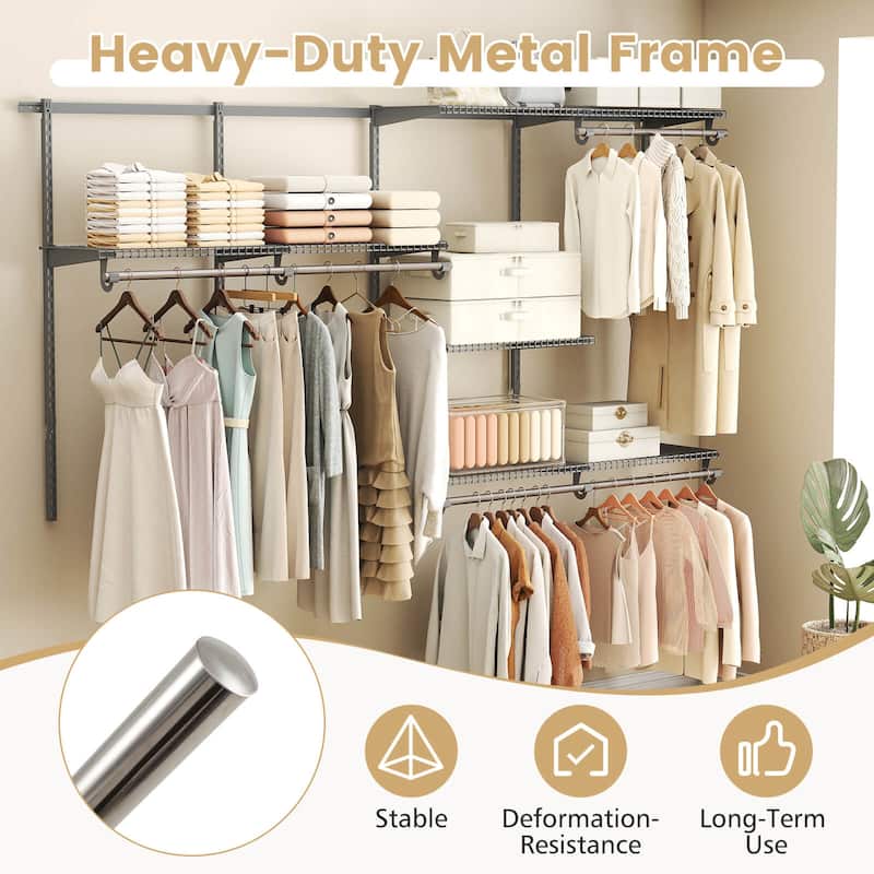 Costway 4-8 FT Wall-Mounted Closet Organizers and Storage System with - See Details