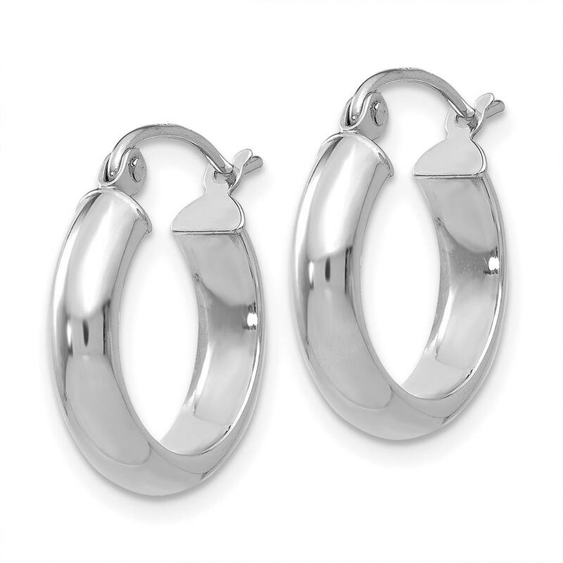 Curata 14k White Gold Polished Half Round 19x4mm Classic Hoop Earrings