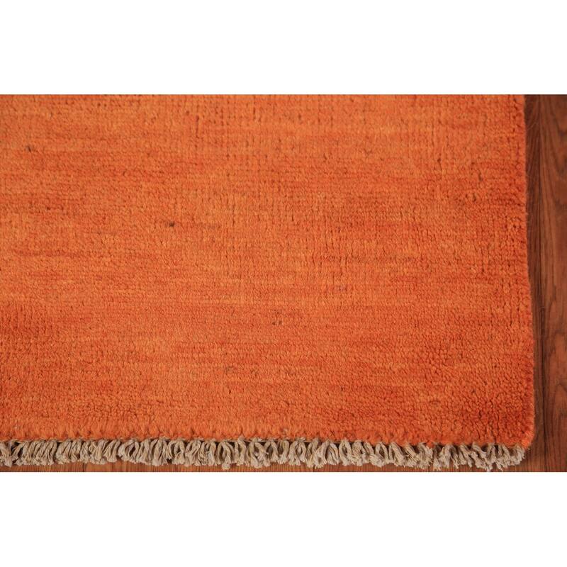 Orange Gabbeh Oriental Runner Rug Handmade Wool Carpet - 3'3" x 6'6"
