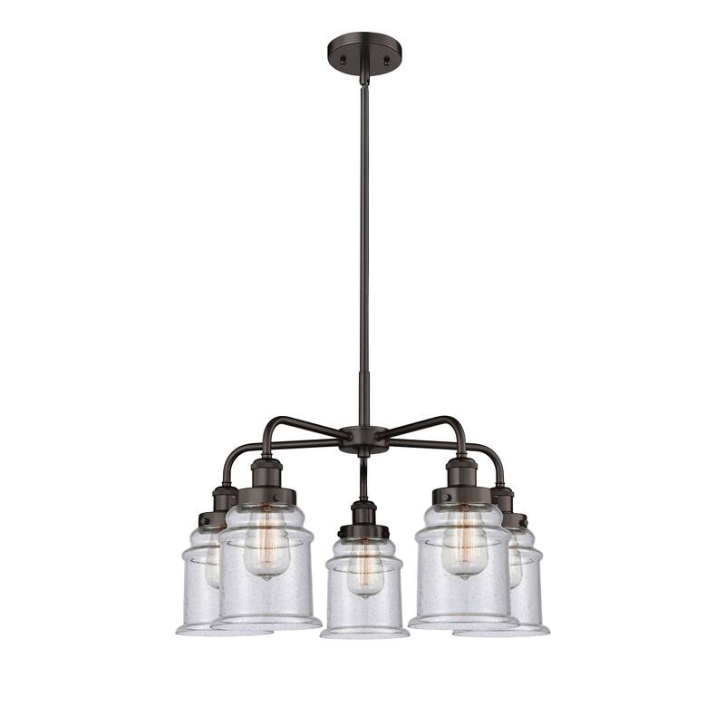 Innovations Lighting Canton - 5 Light 24" Stem Hung Chandelier - Oil Rubbed Bronze/Seedy