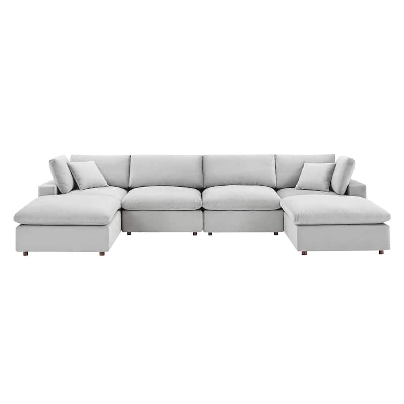 Commix Down Filled Overstuffed Velvet 6-Piece Sectional Sofa