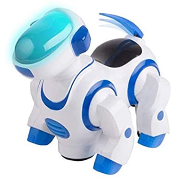 blue and white robot dog