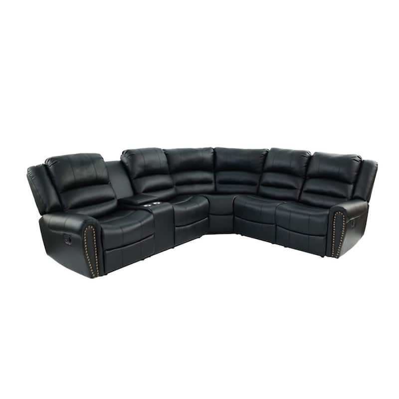 Bonded Leather Motion Sectional - Black