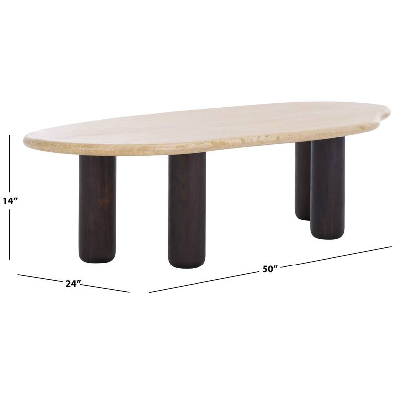SAFAVIEH Couture Celestyn Travertine Coffee Table - 50"W x 24"D x 14"H