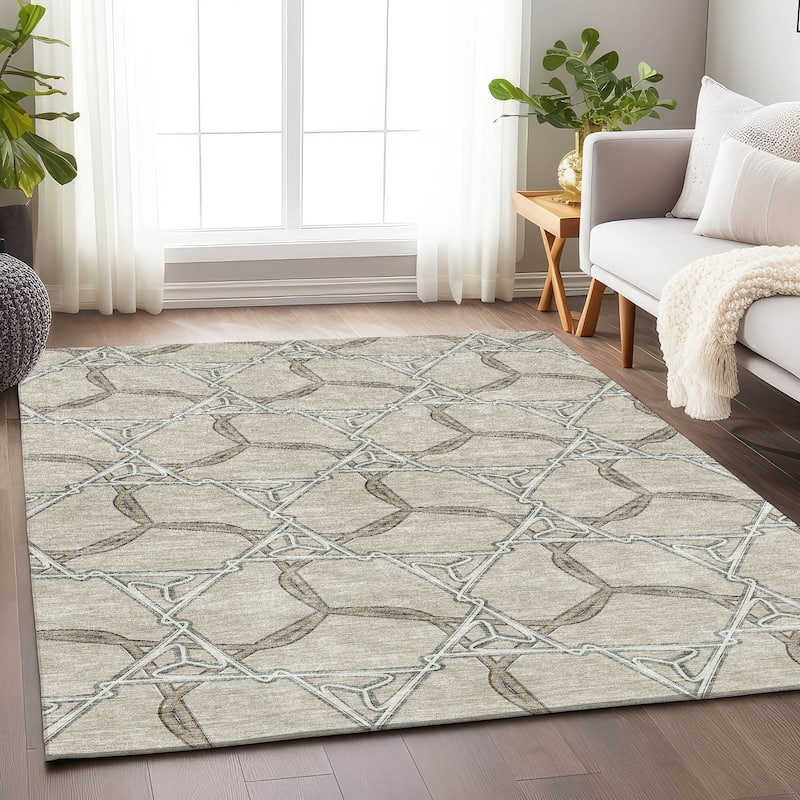 Premium Washable Super Soft Modern Tangle Mayfield Rug - Beige - 5' x 7'6"