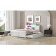 preview thumbnail 4 of 24, Queen Size Wood Storage Platform Kids Bed Frame with LED Headboard, Twin Size Trundle, and 2-Drawers, Easy to Assemble, White