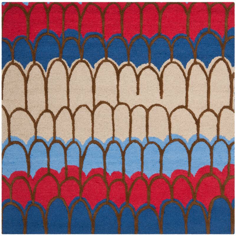 SAFAVIEH Handmade Children's Doodle Pieta Blue/ Beige New Zealand Wool - 5' x 5' Square - Blue/Multi - Square/Runner