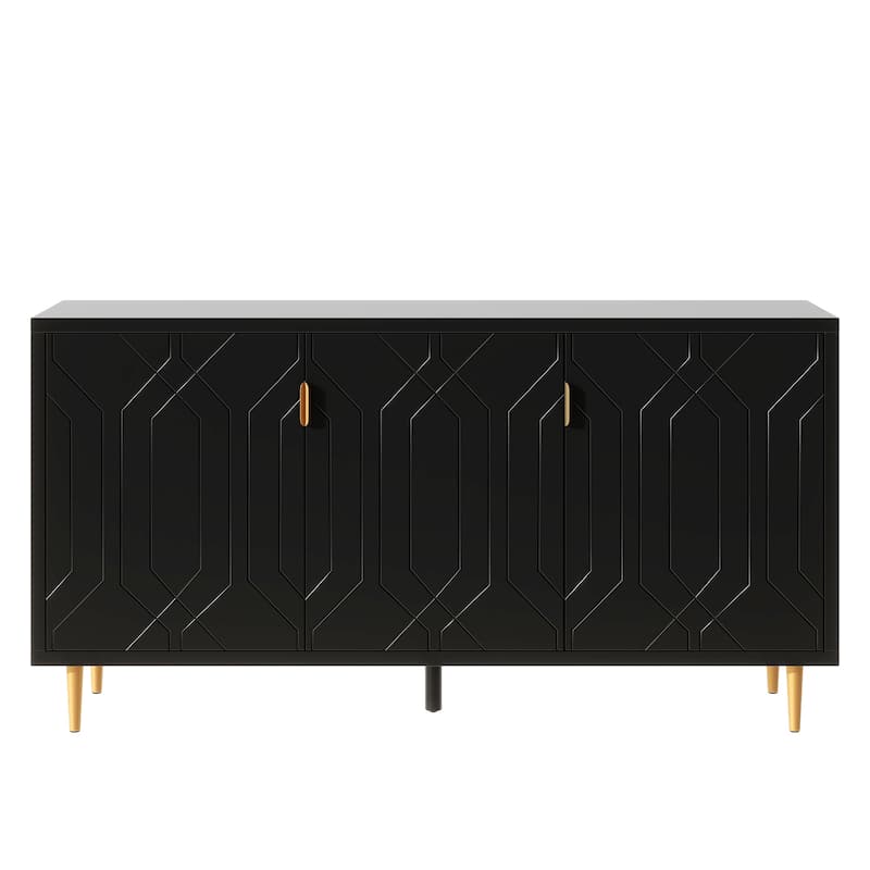 Black 65" Modern TV Stand with Doors & Adjustable Shelves for TVs Up to 70"