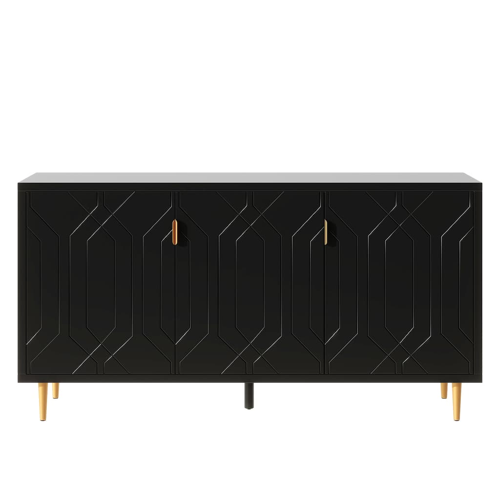 Modern TV Stand Fits TVs Up to 70 Inches with 3 Doors and Adjustable Shelves - 65" D x 15.7" W x 33.7" H