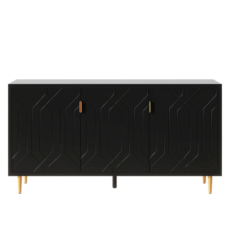 Scandinavian Style TV Stand with 3 Doors & Adjustable Shelves, Fits TVs Up to 70 Inches
