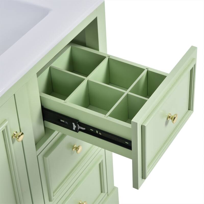 30'' Bathroom Vanity with Top Sink, Freestanding Vanity Set with Mirror Cabinet
