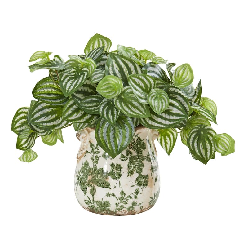 Artificial Plant in Planter Home Decor Indoor Greenery Living Room Plants Faux Plant Arrangement - Green - 12