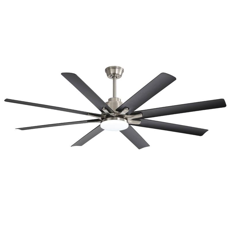 52/66 in. Modern Ceiling Fans with Dimmable 3-Color LED Light, Brushed Nickel Finish & Smart Voice Control