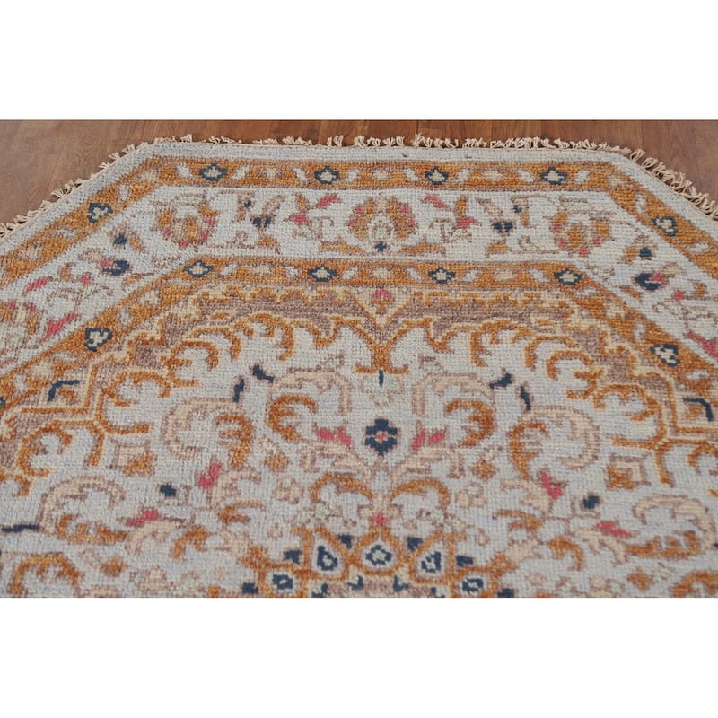 Heriz Serapi Oriental Octagon Rug Hand-Knotted Wool Carpet - 5'11"x 5'11"