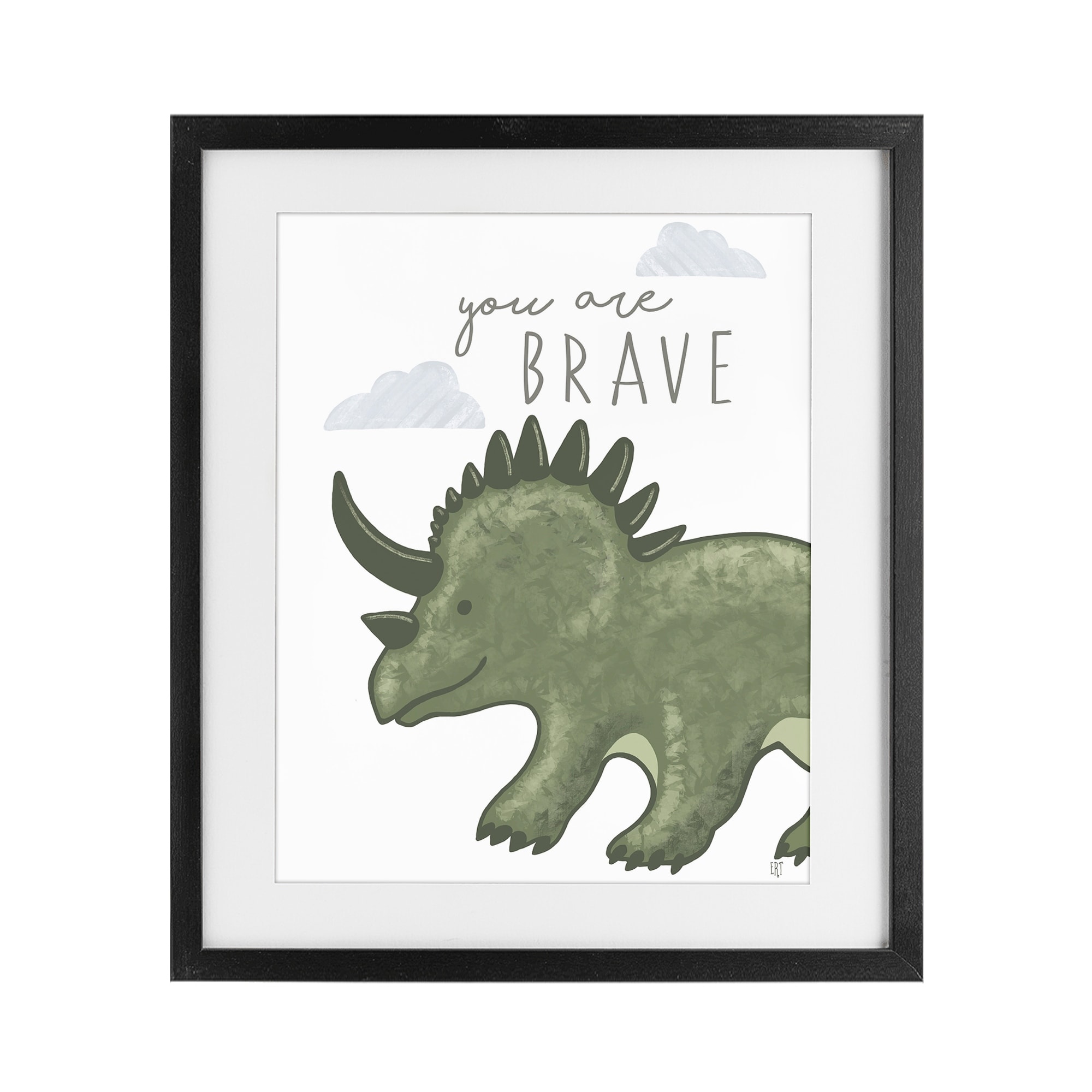 Stupell You Are Brave Dinosaur Under Glass Framed Design By Elizabeth Tyndall