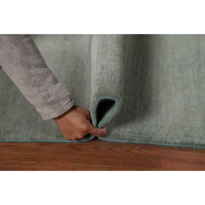 Blue Modern Gabbeh Oriental Foyer Rug Hand-Knotted Wool Carpet - 3'4"x 4'10"