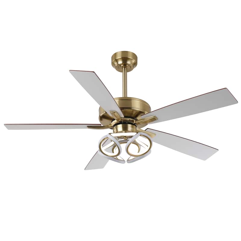 52" Modern Gold Smart Dimmable RGB Ceiling Fan with Remote and App Control