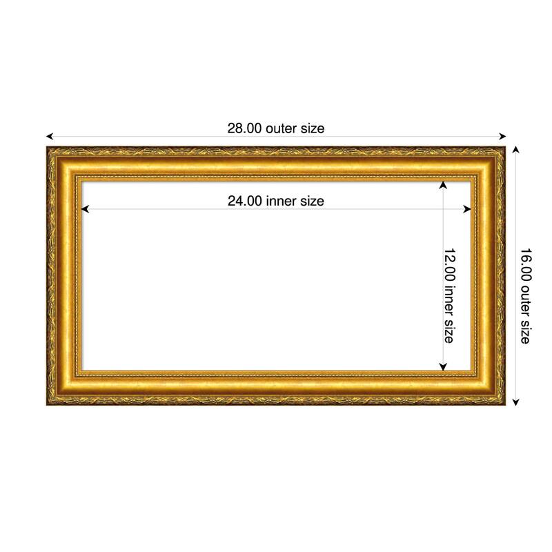 Amanti Art Colonial Embossed Gold Framed Dry Erase Magnetic Board - 28 x 16 in