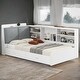 preview thumbnail 11 of 32, L-Shaped Platform Bed with Storage Headboard with Left Shelf and 2 Drawer White - Twin