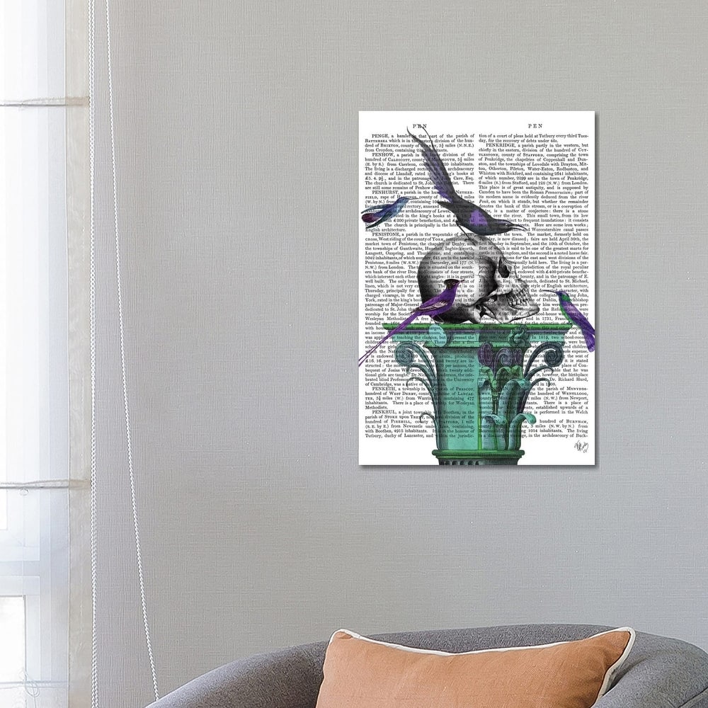 iCanvas "Skull On Plinth I" by Fab Funky Canvas Print