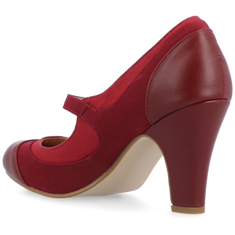 Journee Collection Women's Siri Medium and Wide Width Round Toe Block Heel Mary Jane Pumps