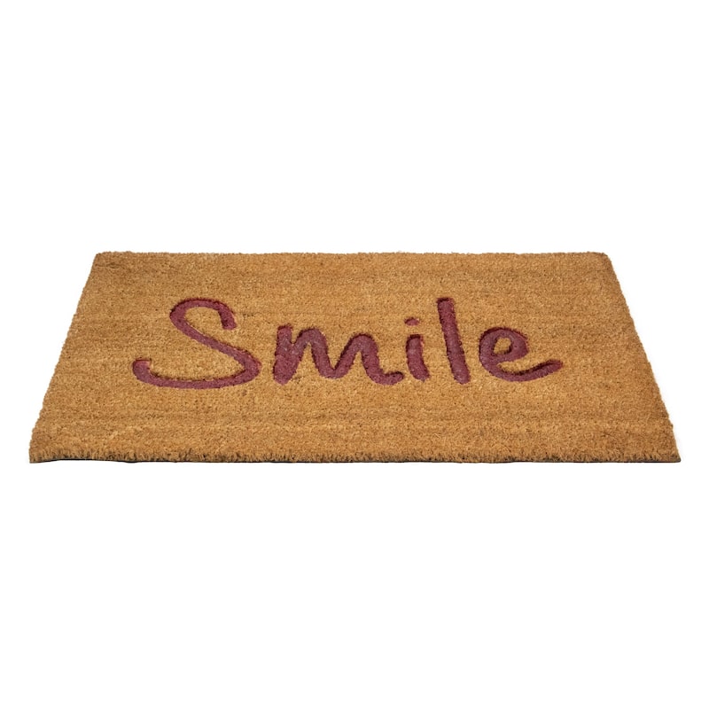 Natural Coir "Smile" Outdoor Rectangular Doormat 18" x 30" - 30