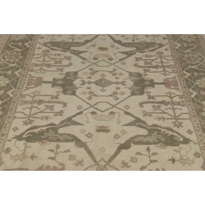 Earth Tone Oushak Indian Area Rug Handmade Oriental Floral Wool Carpet - 8'0" x 10'0"