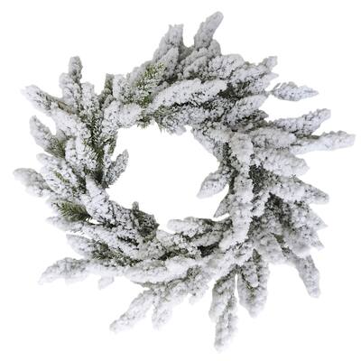 Heavily Flocked Artificial Pine Christmas Wreath