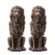 preview thumbnail 47 of 55, Glitzhome MGO Majestic Sitting Guardian Lion Statues Porch Sculpture Outdoor Indoor Set of 2 28" H Bronze