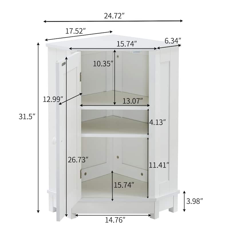 Bathroom Cabinet Triangle Corner Storage Cabinet with Adjustable Shelf