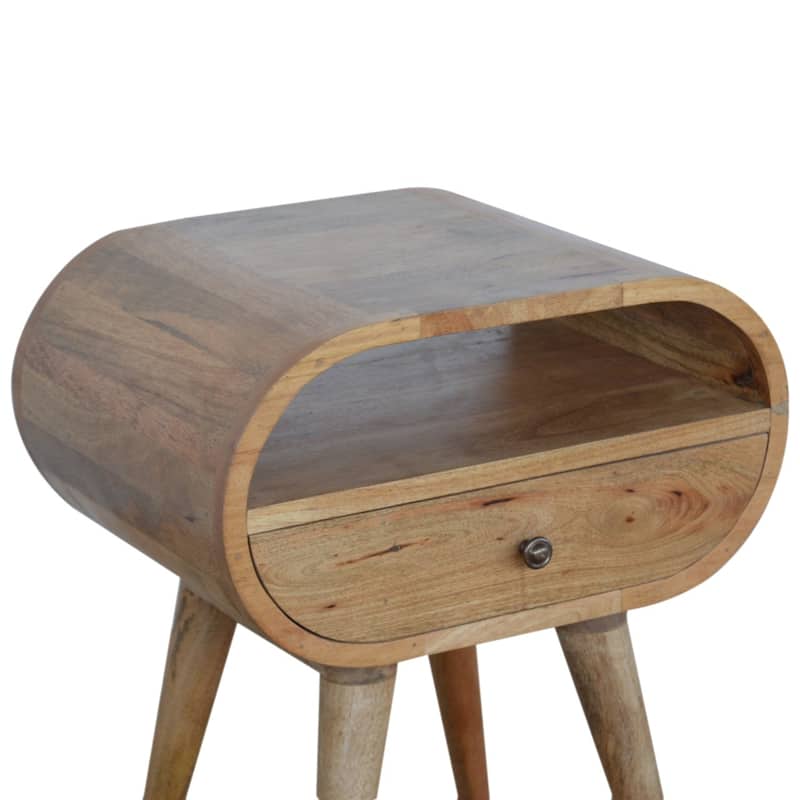 Artisan Furniture Solid Wood Circular Open Slot Nightstand,1 Drawer with 1 Shelf