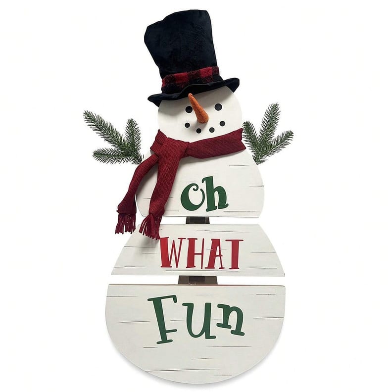28‘’ H Wooden Snowman Christmas Porch Sign, Outdoor Christmas Decorations for Porch & Front Door Holiday Décor