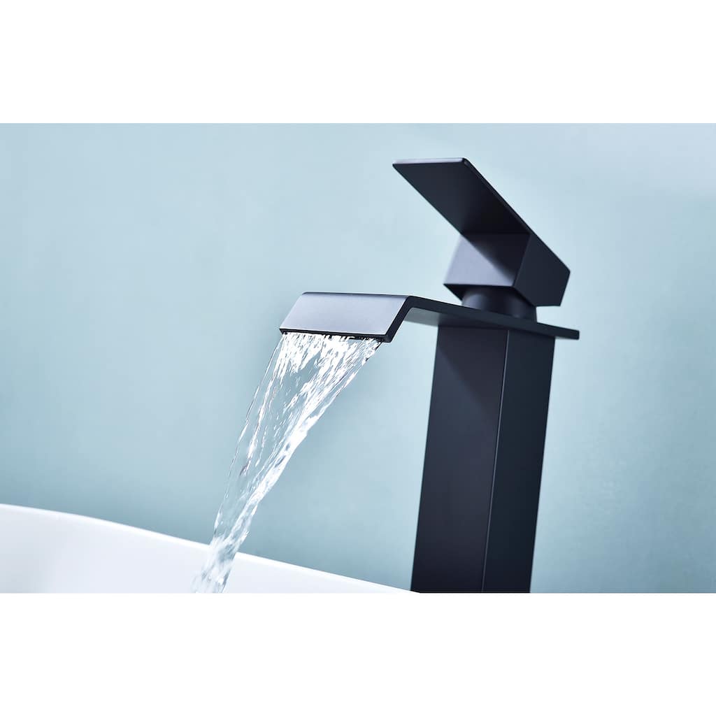 Single Handle Waterfall Bathroom Sink Faucet with Adjustable Water Flow and Temperature, Corrosion and Rust Resistant