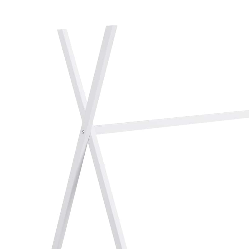 White Twin Size Metal House Platform Bed with Triangle Structure for Bedroom