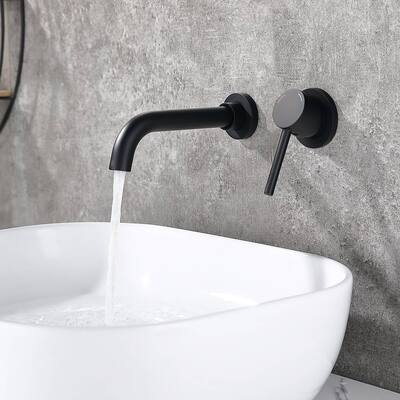 Wall Mount Bahtroom Sink Faucet Single Handle Bathroom Faucet 2 Holes Modern Basin Vanity Taps With Rough-in Valve