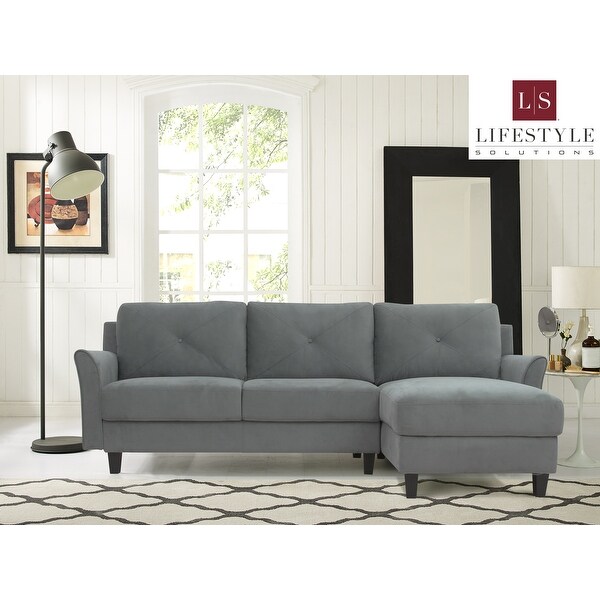 iLounge Harvard Microfiber Sectional Sofa with Curved Arms On